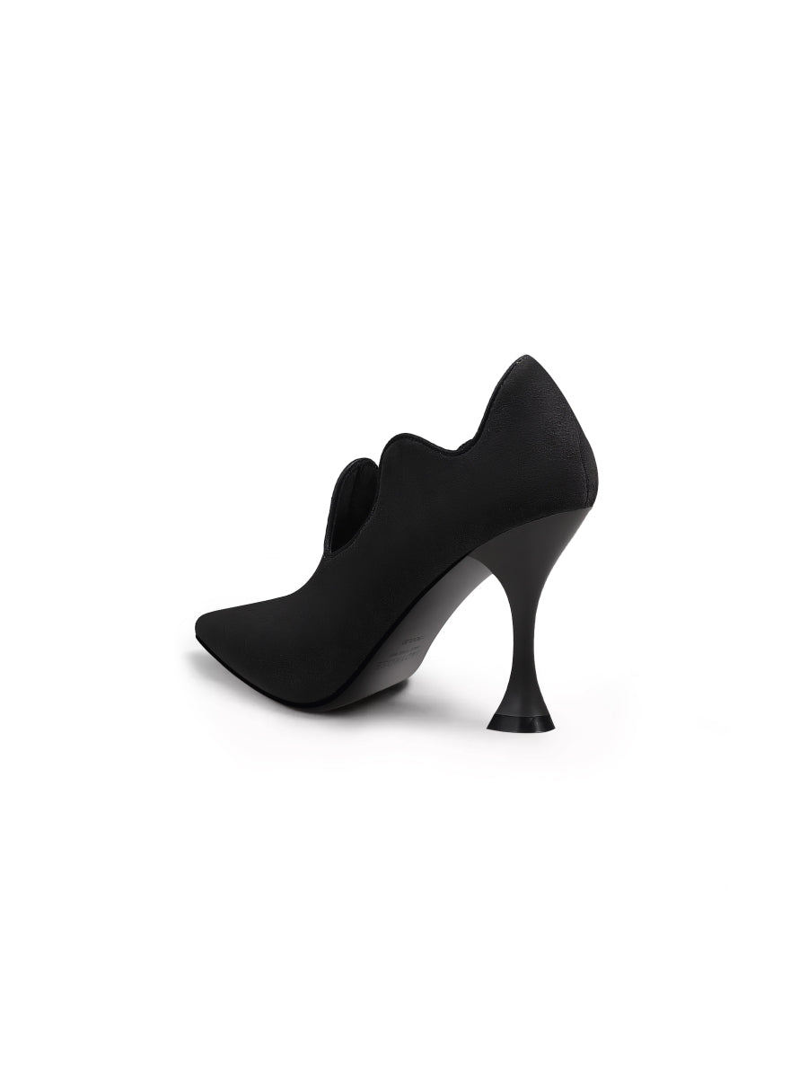 JadyRose | Scalloped Edges-Curve Shaped Leather Stilettos - Black