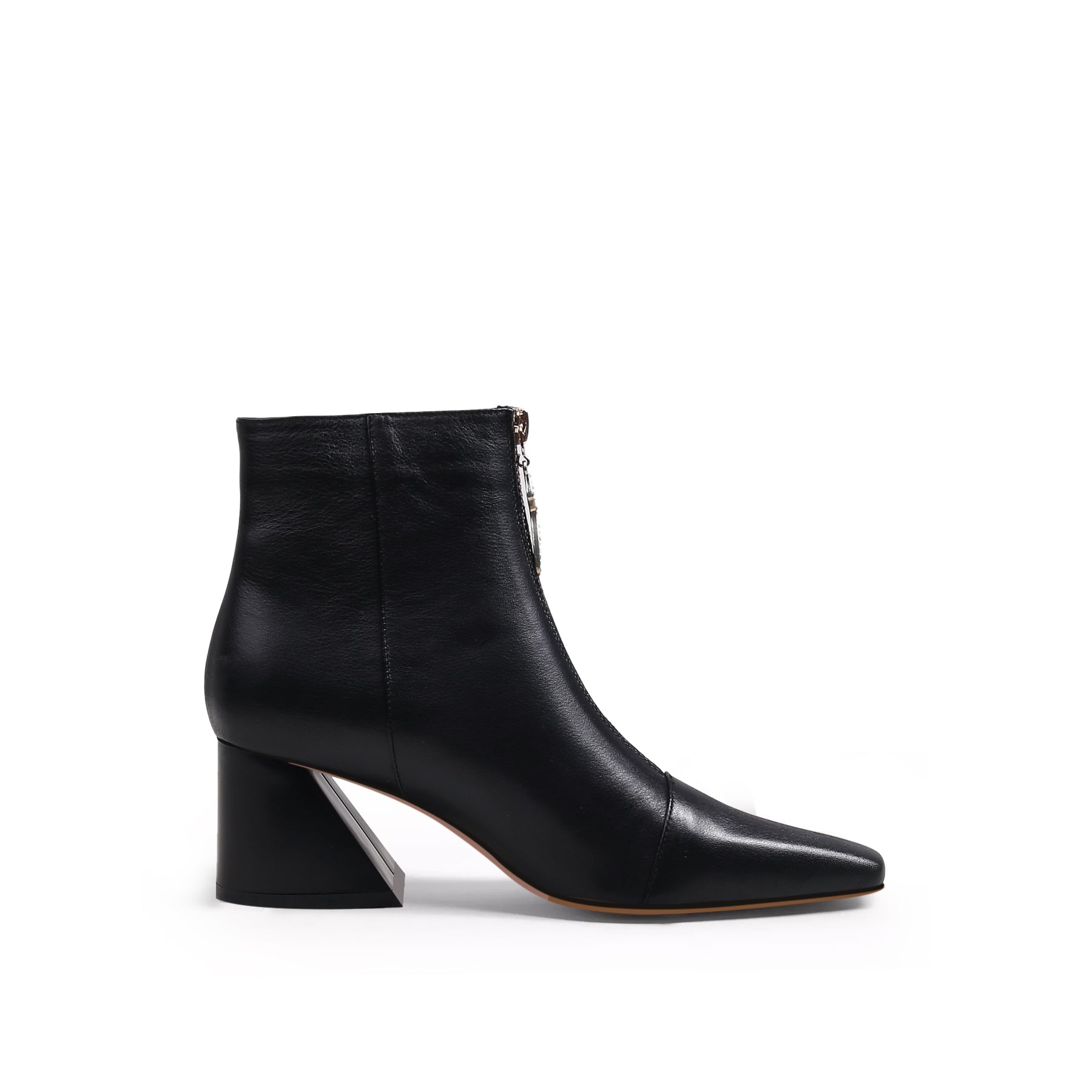 JADY ROSE | BLOCK HEEL LEATHER ANKLE BOOT - BLACK