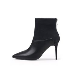 JADY ROSE | SUEDE SHAFT LEATHER STILETTO BOOTIE - BLACK