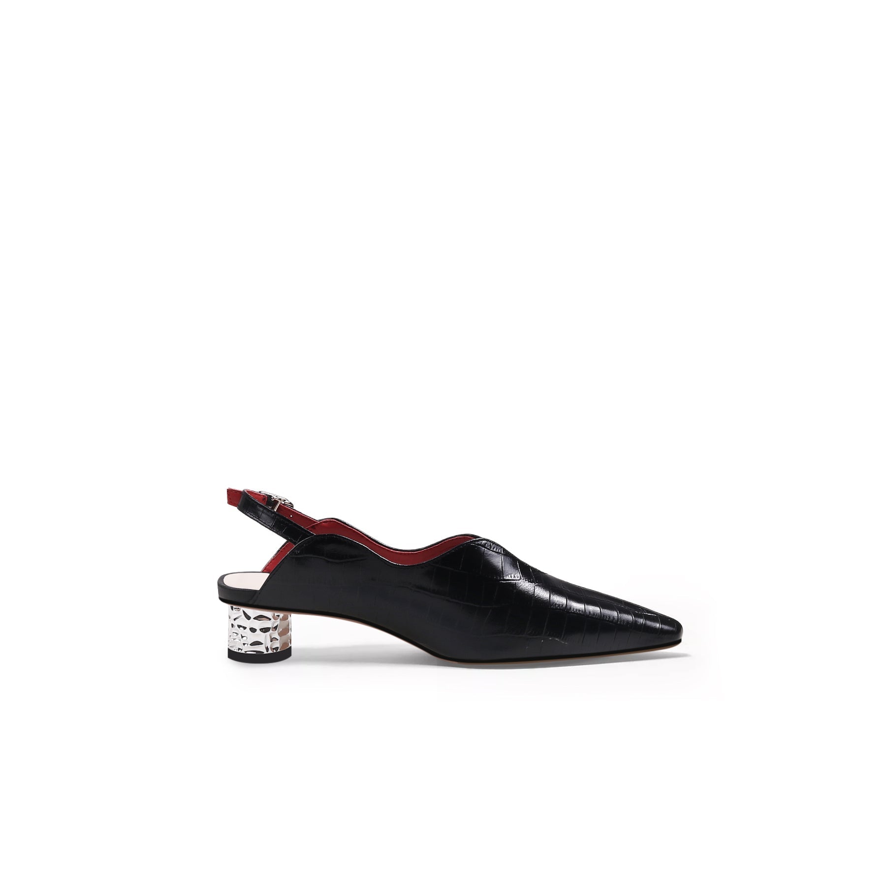 JadyRose | Genuine Leather Owen Powder Back Strap Detail Pointed Toe Heeled Pump