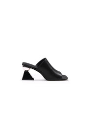 JadyRose | Triangular-Heel Leather Mule - Black