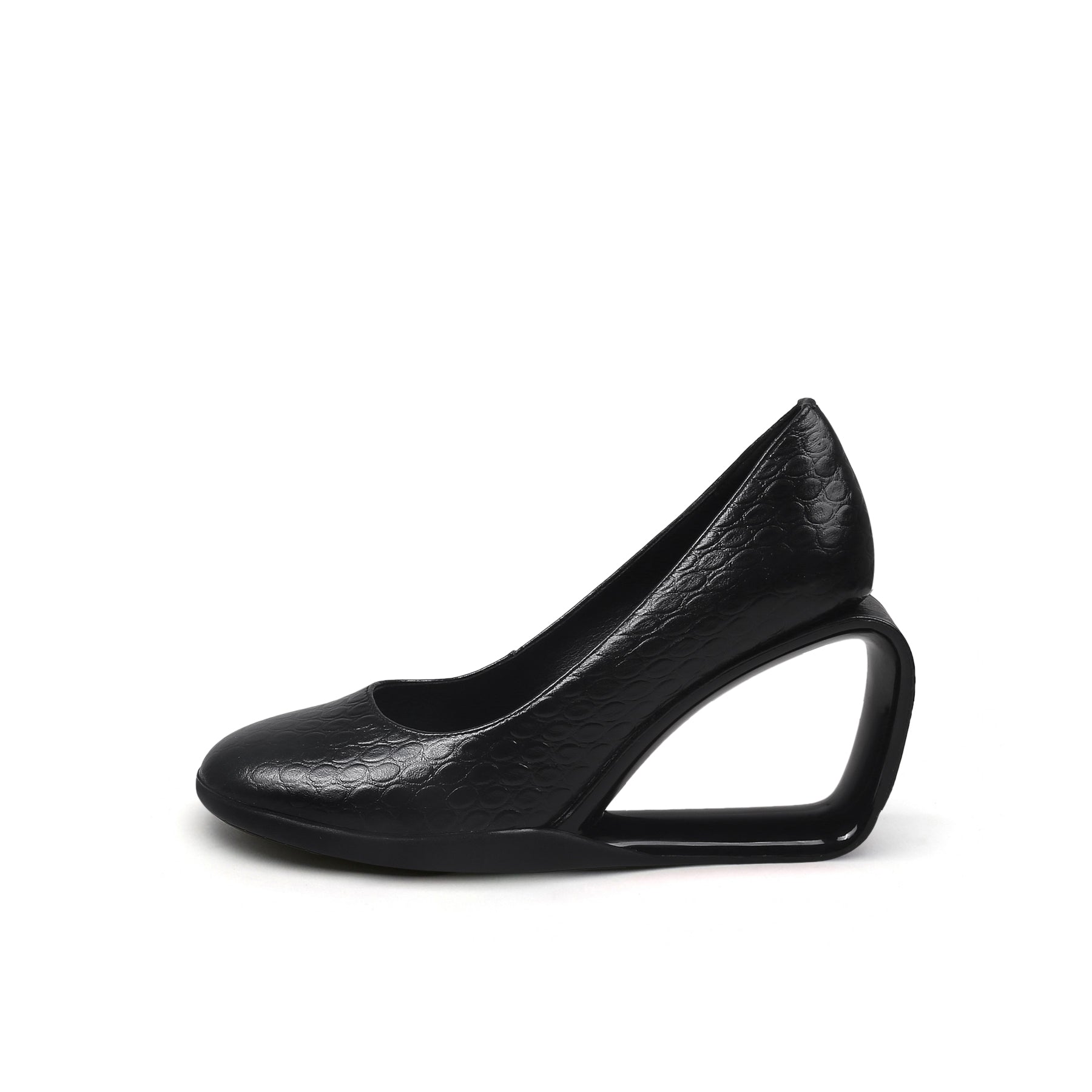 JadyRose | Open Triangle-Heel Leather Pump - Black