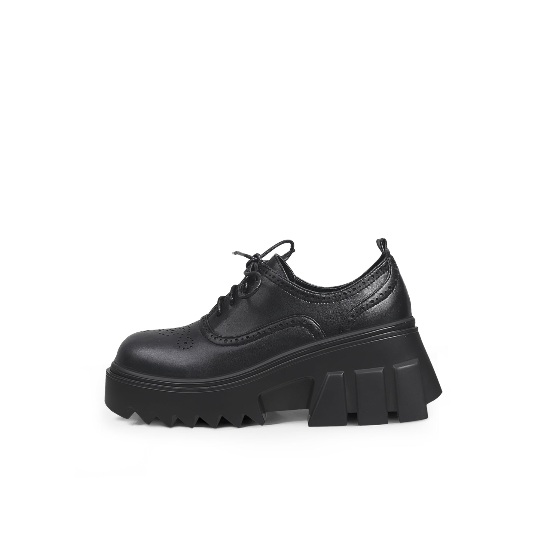 JadyRose | Vintage Black Leather Platform Oxford - Black