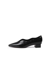 JadyRose | Croc-Embossed Leather Point Toe Pumps - Black