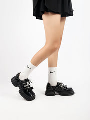 JADYROSE | GLOSSY LEATHER BOW UPPER SNEAKER BLACK