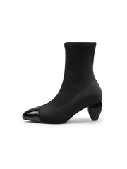 JadyRose | Mid-Heel Stretch Upper Sock Boot - Black