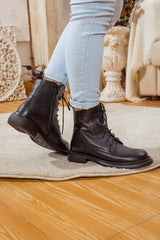 Rumour Has It | Easton Leather Combat Boots - Black