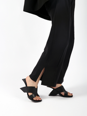 JADYROSE | GIVEN BLACK LEATHER OPEN TOE SLIDE