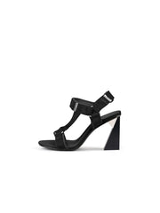 JadyRose | Matador Block HighHeel Open Toe Black Gladiator Sandals