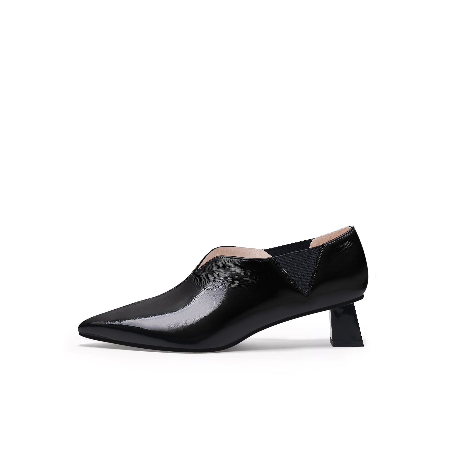 JADY ROSE | SHARP TOE LEATHER PUMP - BLACK