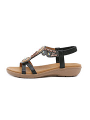 SIKETU | Black Geometric Rhinestone Sandal