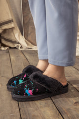 SMAIBULUN Ugg | FAUX FUR LINED SUEDE UPPER SLIPPER - BLACK