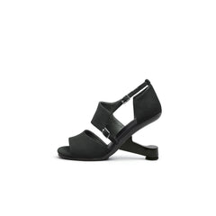 JADYROSE | ELEVATOR HEEL PEEP TOE SANDAL BLACK