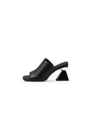 JadyRose | Triangular-Heel Leather Mule - Black