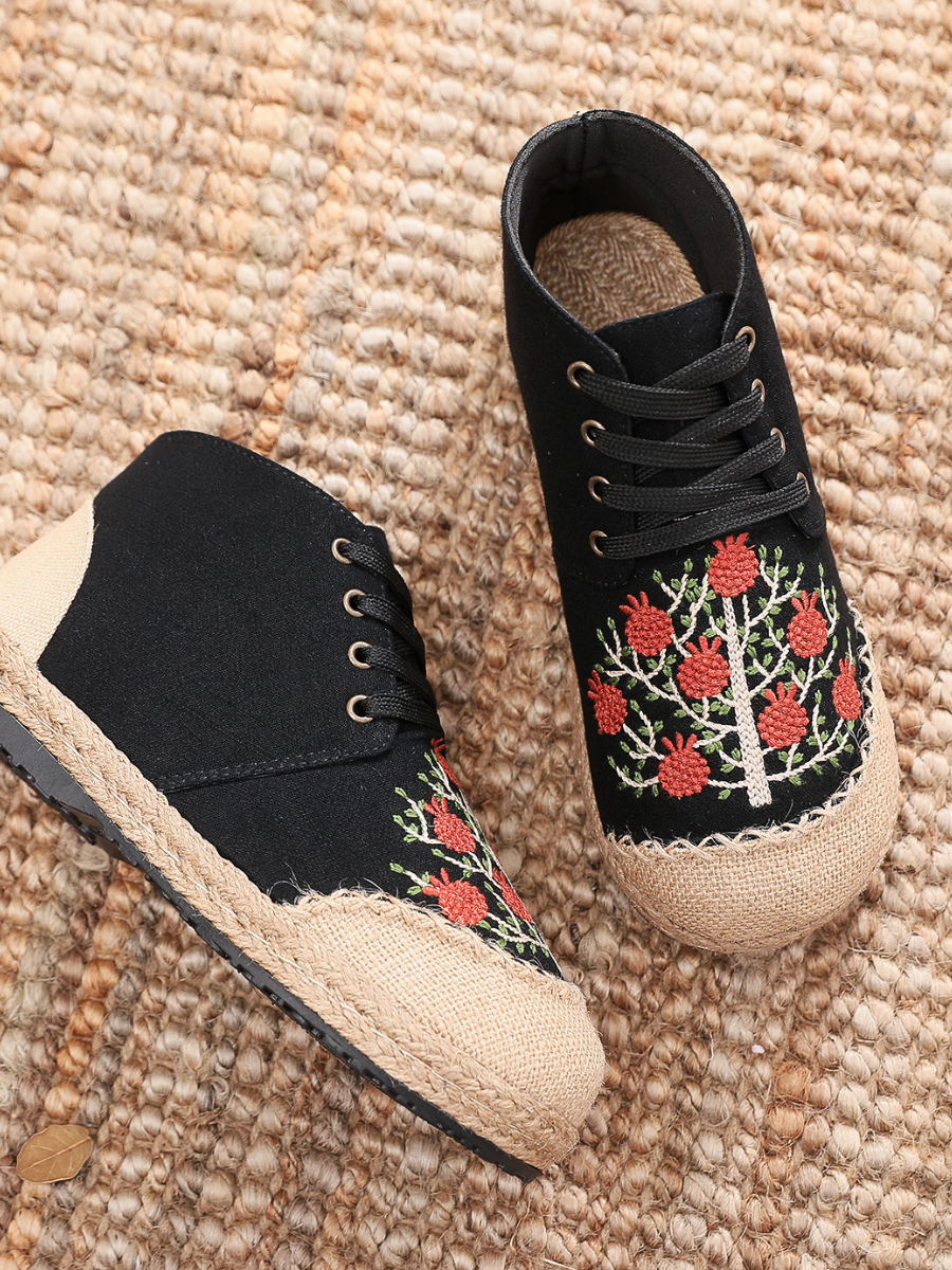 Cactus Rose | Embroidered Bayberry Tree Hi-Top Sneakers Espadrilles