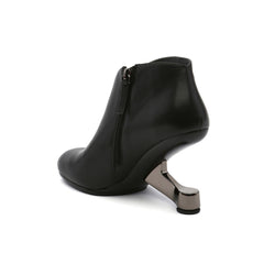 JADY ROSE | ELEVATOR HEEL LEATHER BOOTIE - BLACK