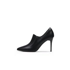 JADY ROSE | LEATHER STILETTO HEEL PUMP - BLACK