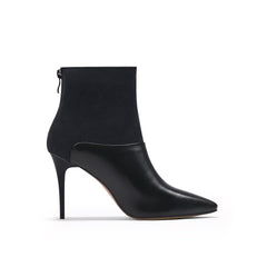 JADY ROSE | SUEDE SHAFT LEATHER STILETTO BOOTIE - BLACK