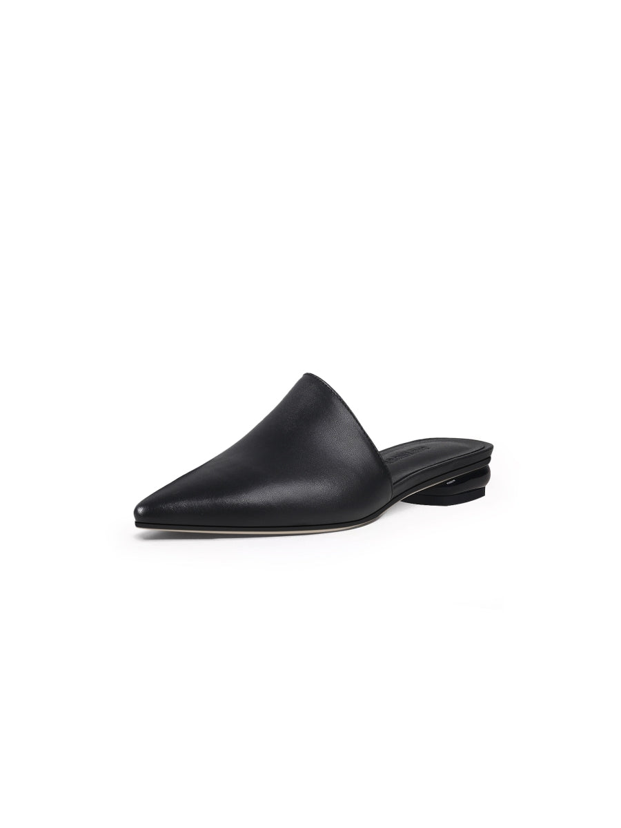 JadyRose | Sharp Toe Classic Leather Mule - Black