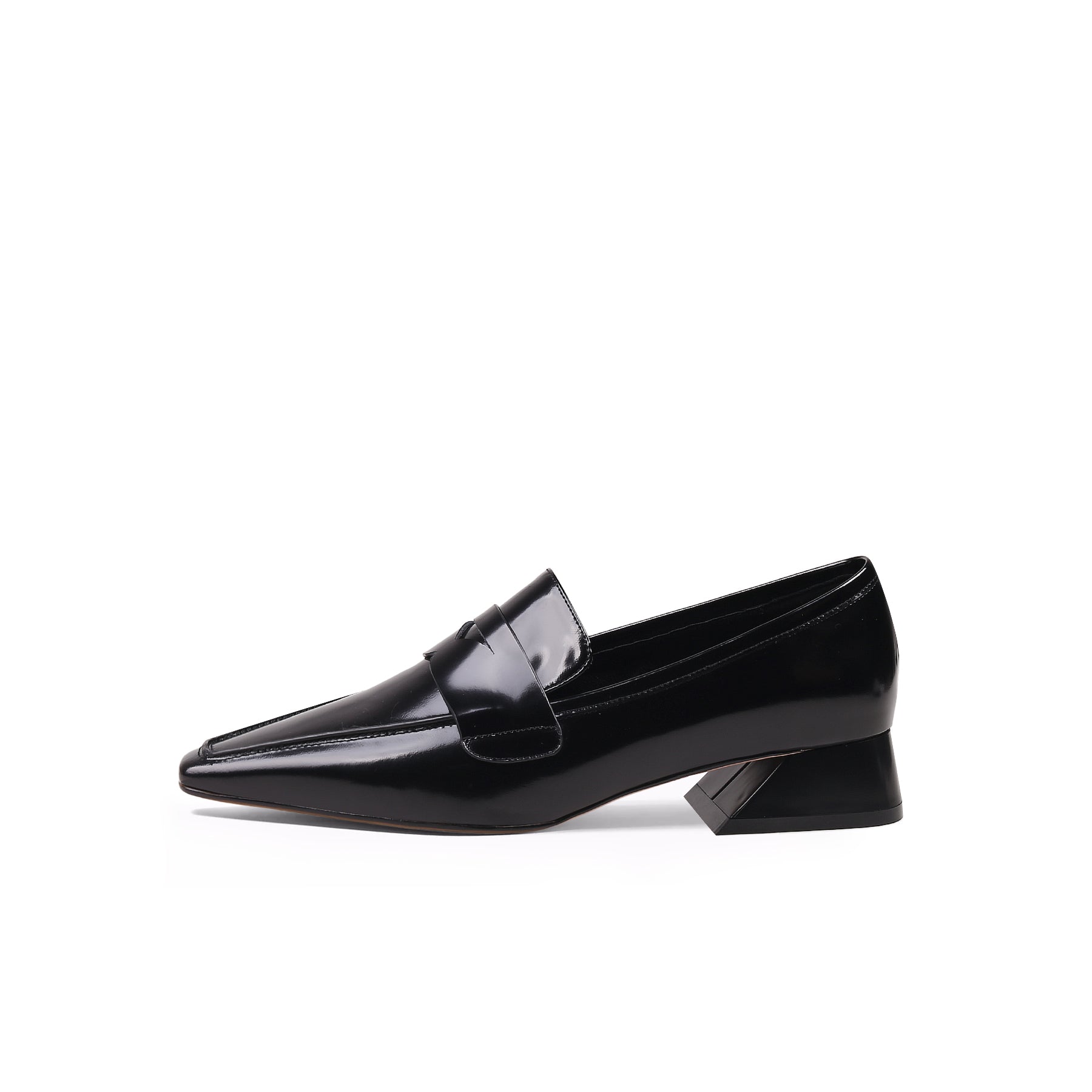 JadyRose | Trapezoid Block Heel Princess Kate Leather Loafer