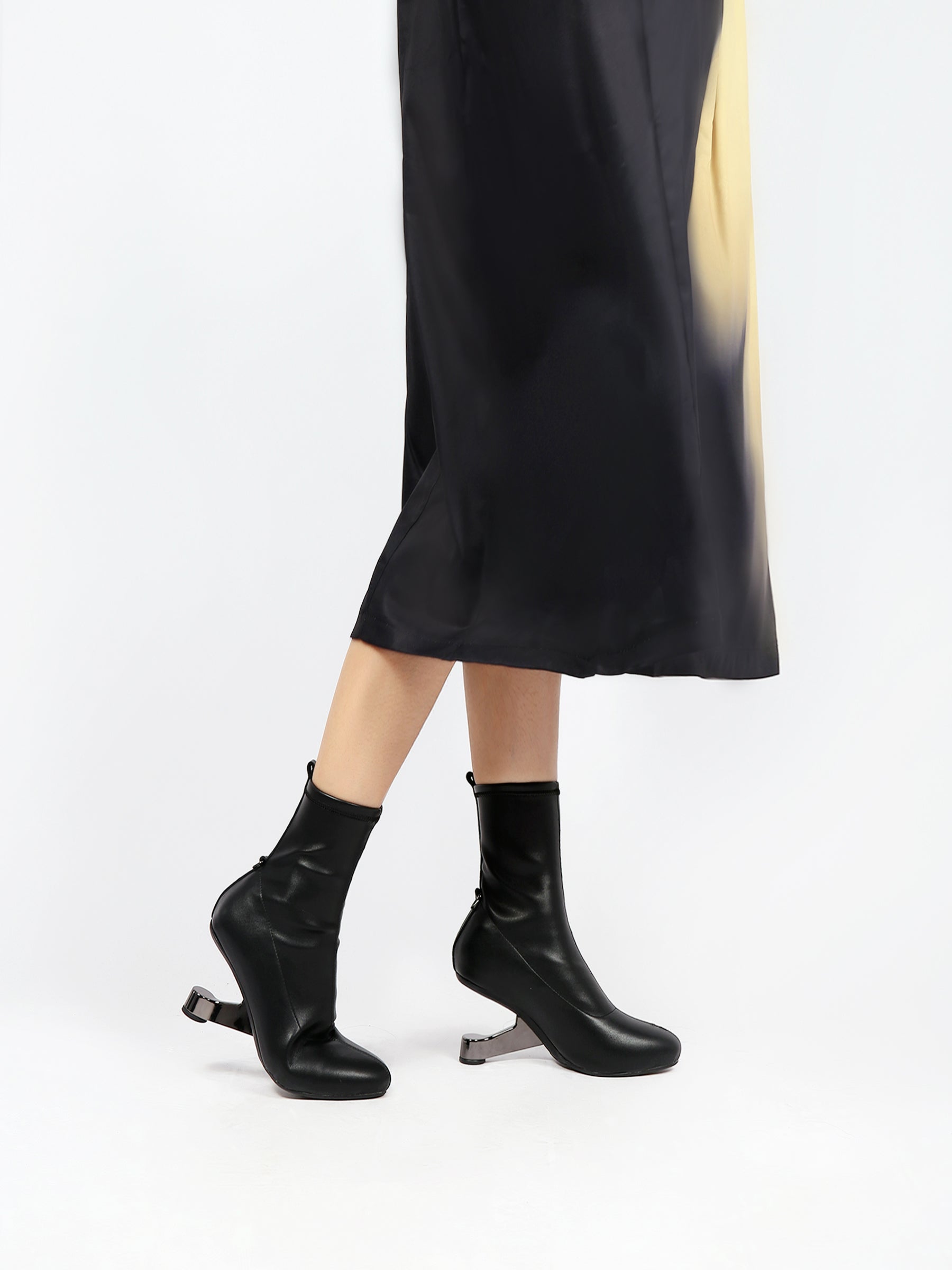 JADY ROSE | ELEVATOR HEEL LEATHER BOOTS BLACK