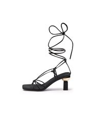 JadyRose | BECKAS Knots Strap Leather Black Sandal