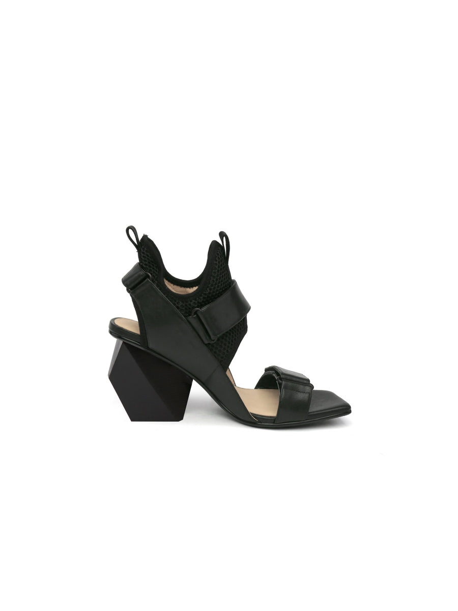 JadyRose | Warrior Lady Black Geometry Heel Sandal