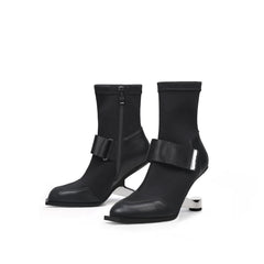 JADY ROSE | ELEVATOR HEEL STRETCH UPPER SOCK BOOT- BLACK