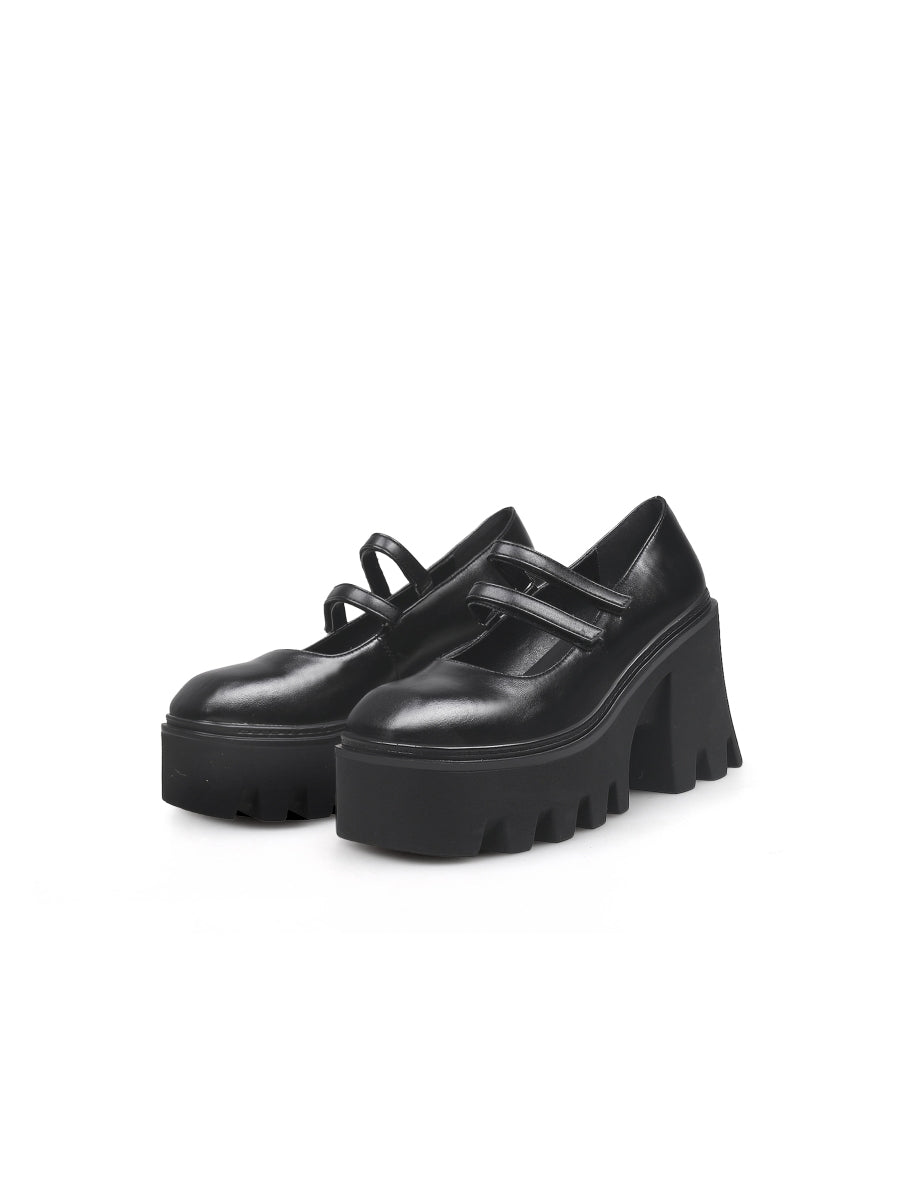 JadyRose | FILO Chunky Heel Black Leather Mary Jane