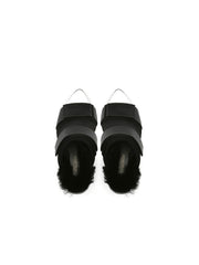 JadyRose | Faux Fur Back Heel  Peep-Toe Sandal - Black