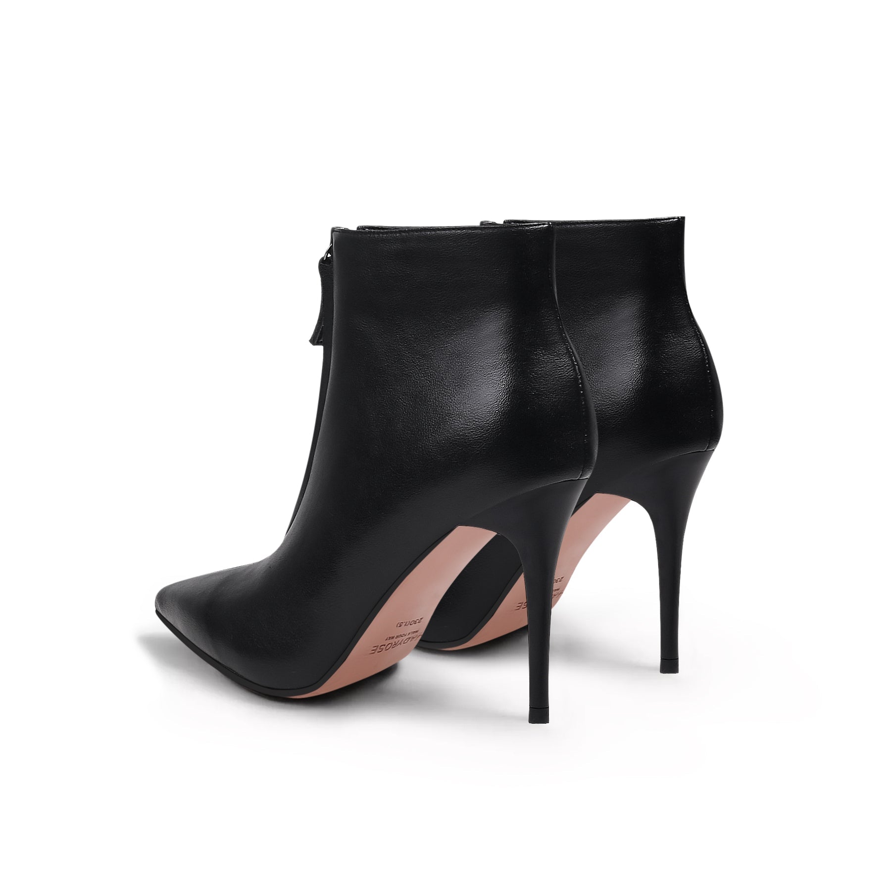 JADY ROSE | FRONT ZIPPER LEATHER STILETTO BOOTIE - BLACK