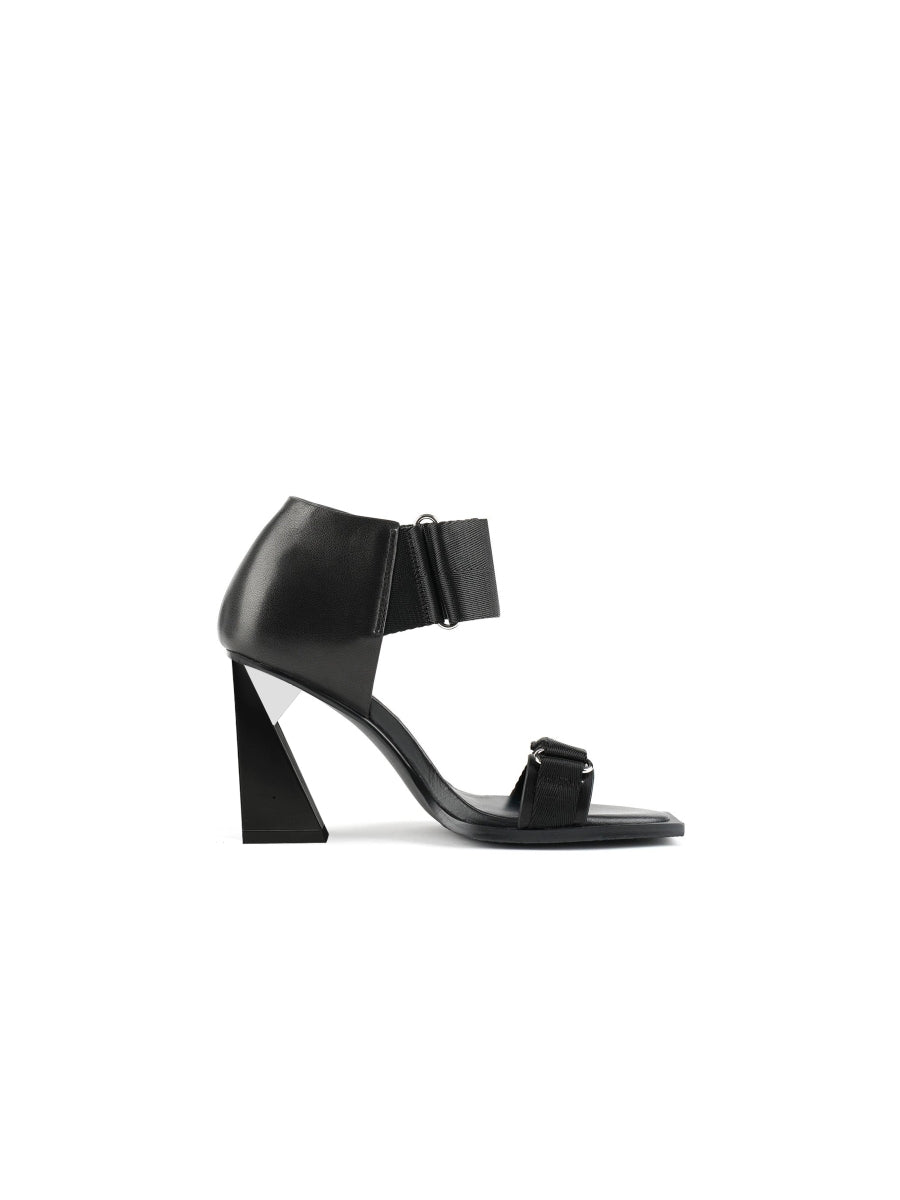 JadyRose | ALIDIA Black Leather Heel Sandal