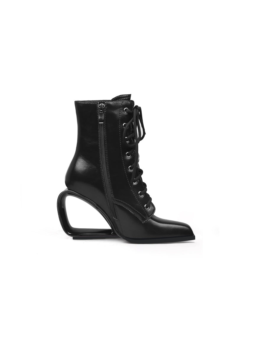 JadyRose | Elevator Wedge-Heel Shoelace Back Leather Boot