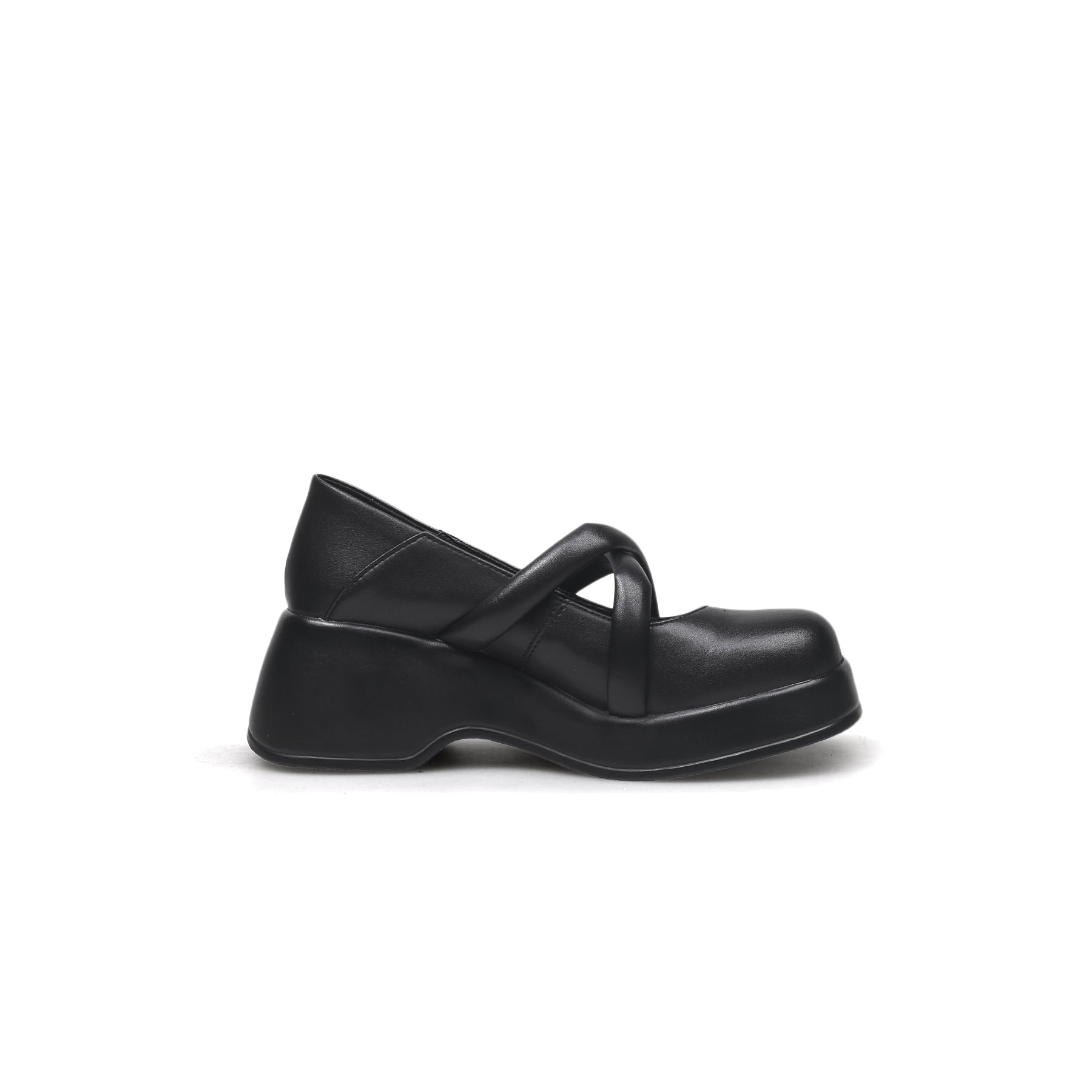 JADYROSE | CROSS STRAP LEATHER MARY JANE BLACK