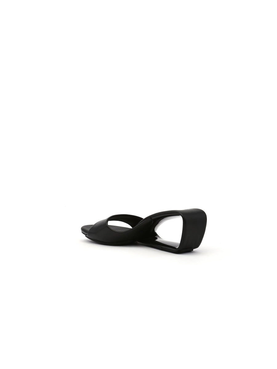 JadyRose | Open Twisted-Heel Leather Slide Sandal - Black