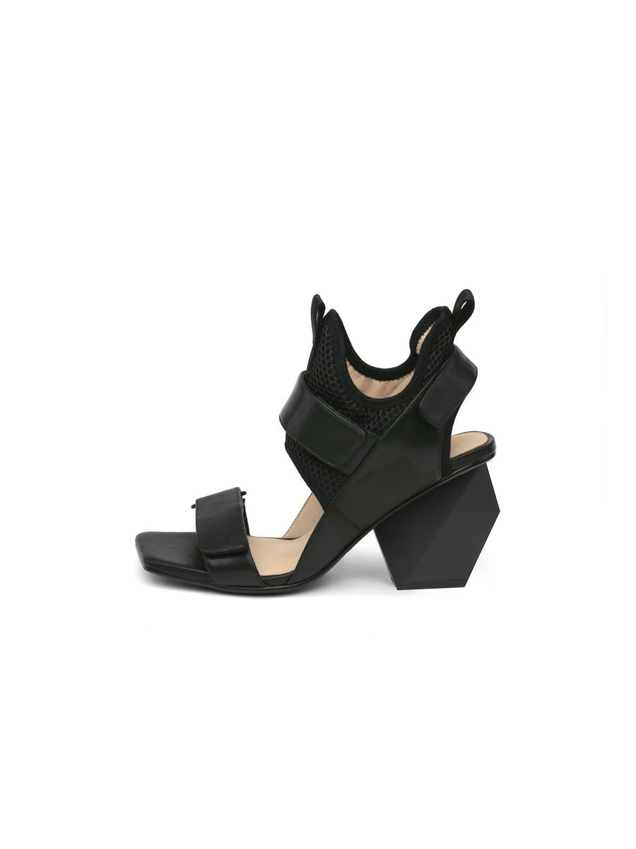 JadyRose | Warrior Lady Black Geometry Heel Sandal