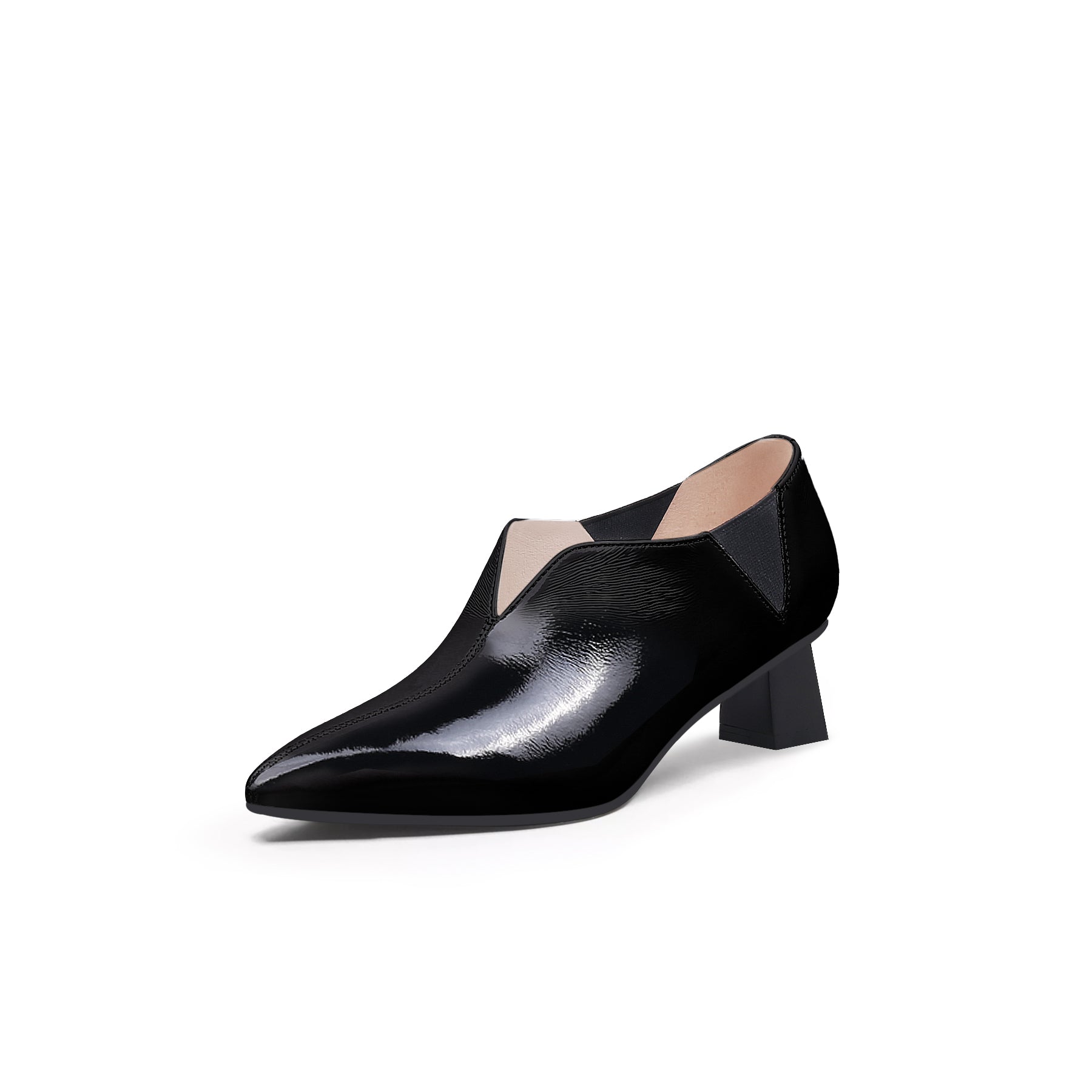 JADY ROSE | SHARP TOE LEATHER PUMP - BLACK