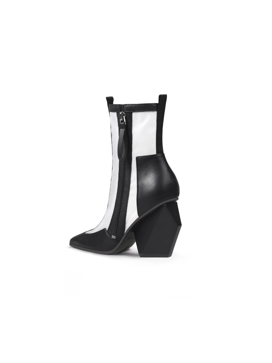 JadyRose | Geometry Block Heel Summer Boots - Black