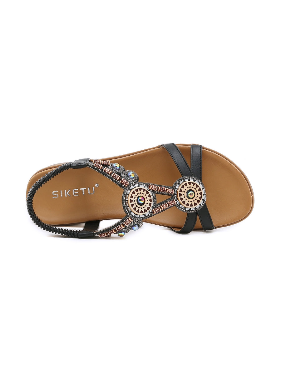 SIKETU | Black Geometric Rhinestone Sandal