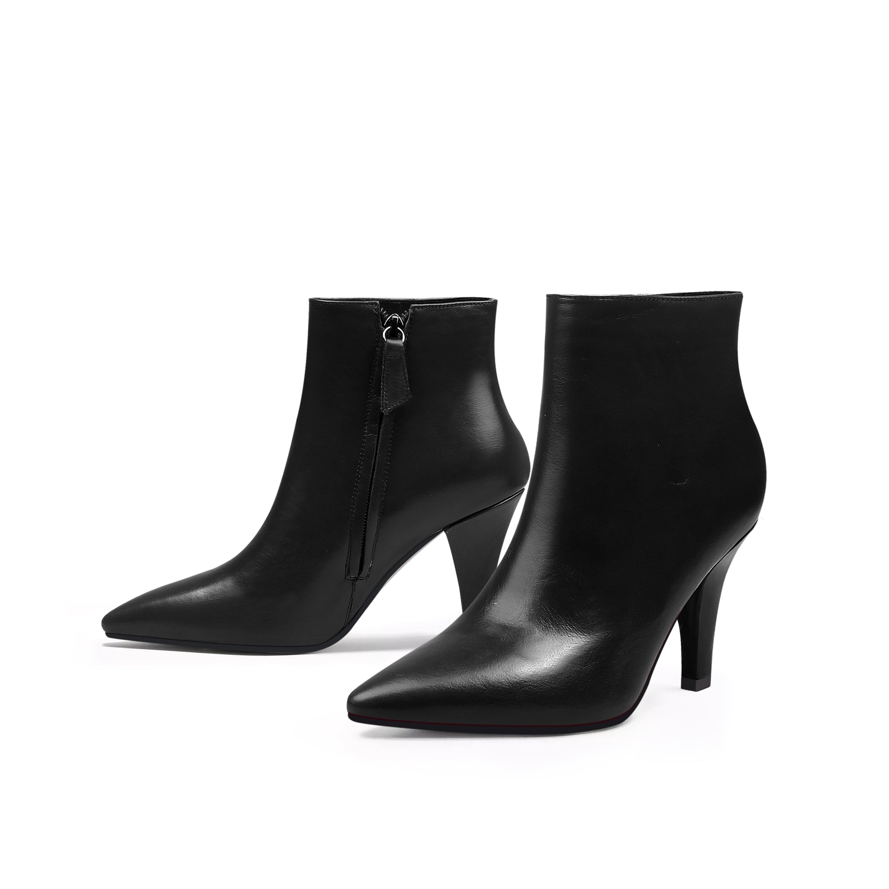 JADY ROSE | SIMPLE LEATHER STILETTO BOOTIE - BLACK