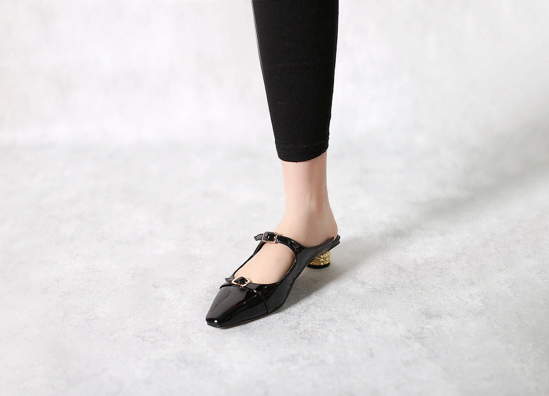 JadyRose | Cutout-Strap Dalena Block Low-Heel Mule - Black