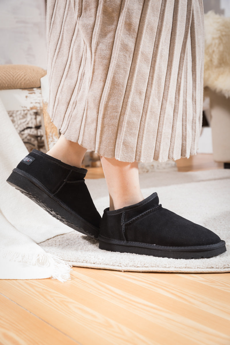 SMAIBULUN Ugg | Faux-Fur-Lined Suede Tasman Ankle Boot - Black