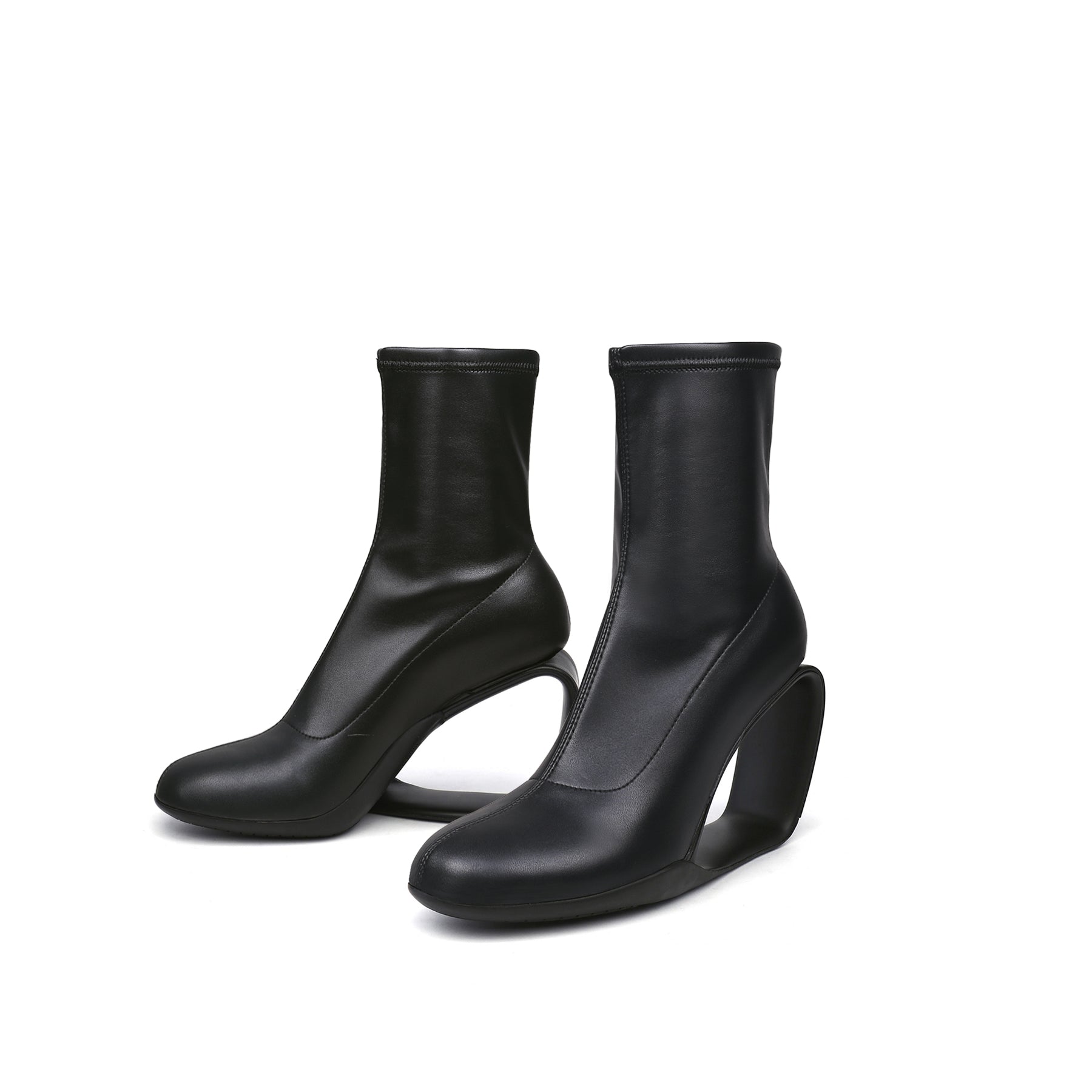 JADY ROSE | WEDGE HEEL LEATHER BOOTS BLACK