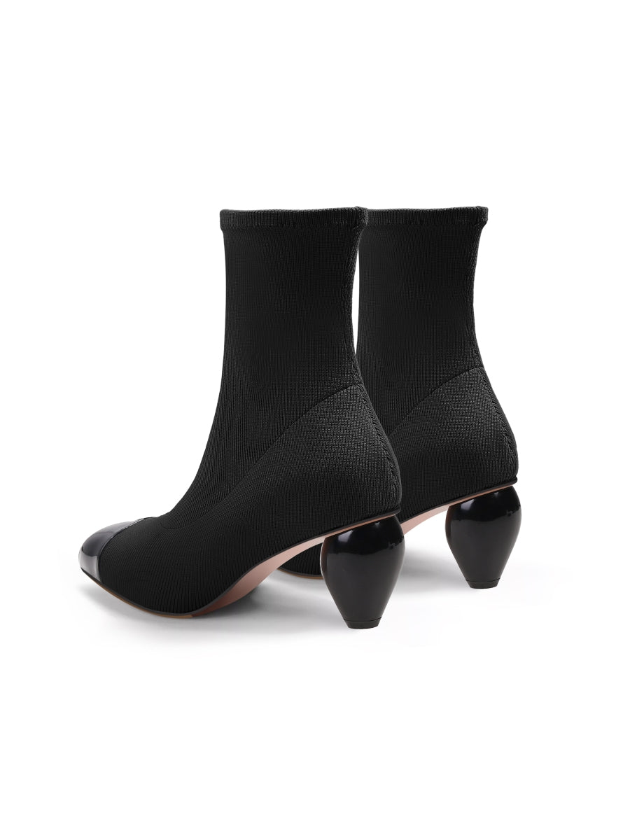 JadyRose | Mid-Heel Stretch Upper Sock Boot - Black