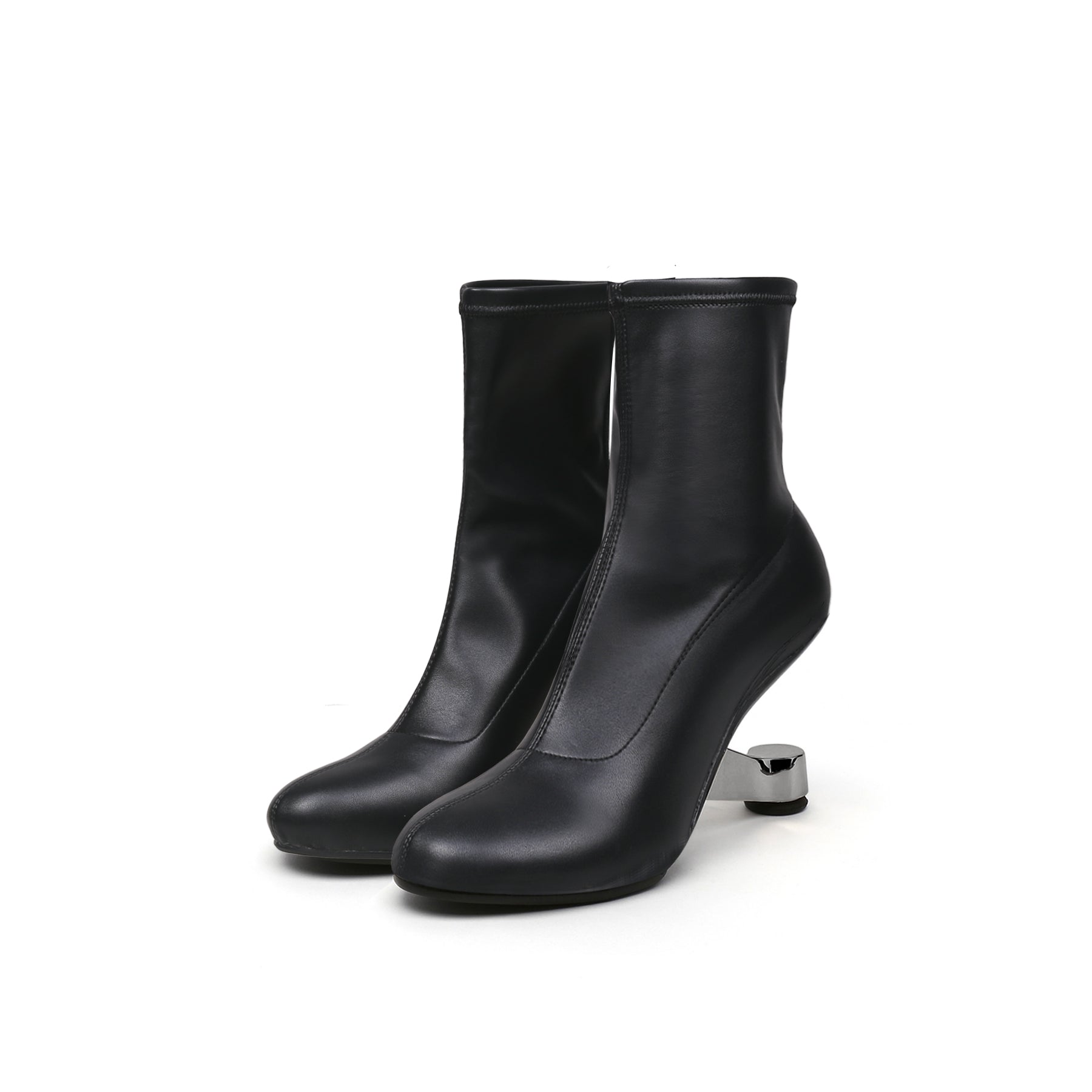 JADY ROSE | ELEVATOR HEEL LEATHER BOOTS BLACK