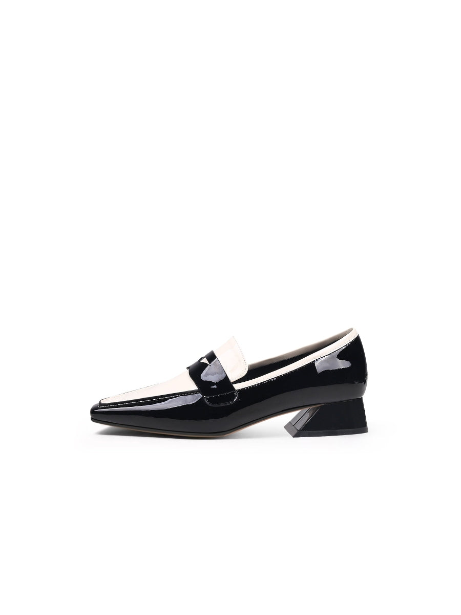 JadyRose | Genuine Leather Block Color Elegant Princess Kate Loafers - Black