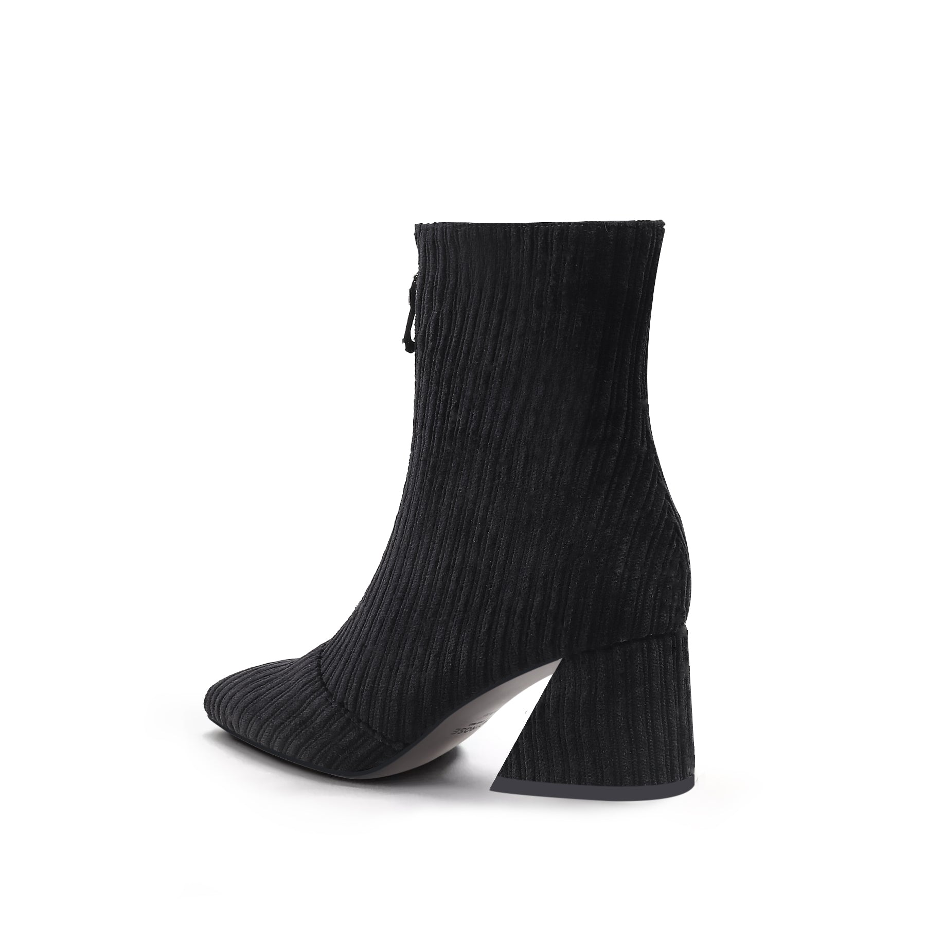 JADY ROSE | CORDUROY BLOCK HEEL ANKLE BOOT - BLACK