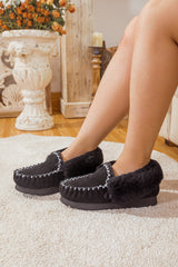 SMAIBULUN Ugg | WOOL LINED SUEDE TASMAN SLIPPER MOCCASIN - BLACK