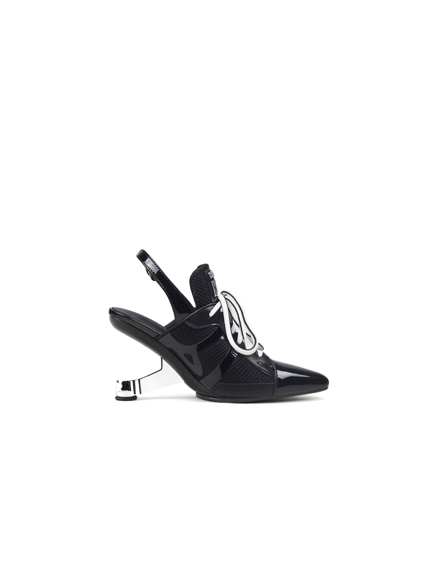 JadyRose | Calculated Tongue Black Leather Slingback