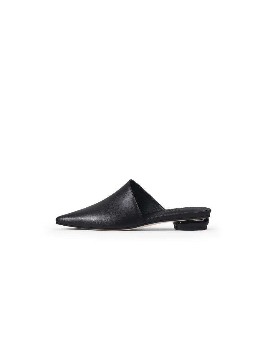 JadyRose | Sharp Toe Classic Leather Mule - Black